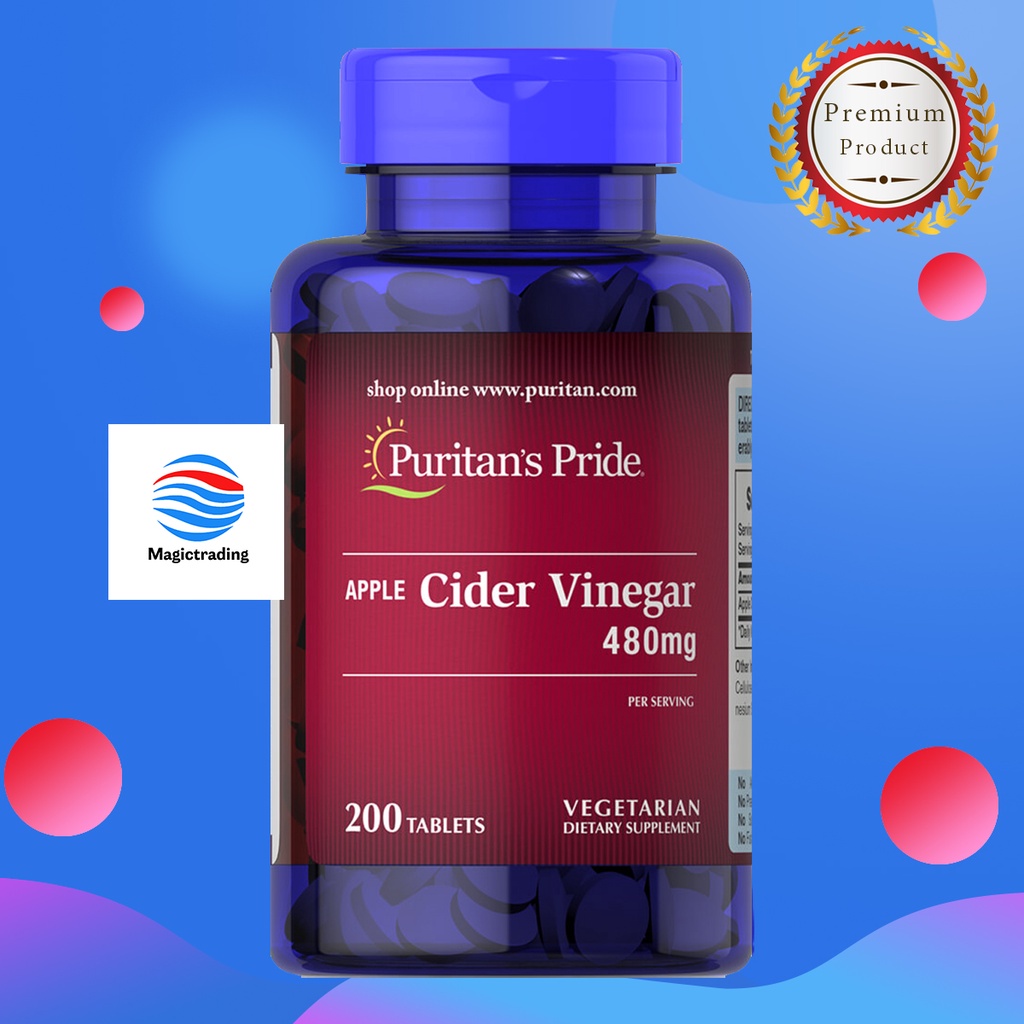 Puritan's Pride Apple Cider Vinegar 480 mg / 200 Tablets Shopee Thailand