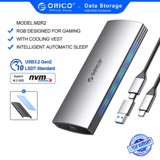 ภาพหน้าปกสินค้าOrico เคสอลูมิเนียม RGB 10Gbps M2 NVMe SSD Enclosure USB3.1 Gen2 สําหรับ M Key M&B Key Solid State Drive สําหรับเกมเมอร์ วิดีโอ Editing(M2R2-G2) ซึ่งคุณอาจชอบราคาและรีวิวของสินค้านี้