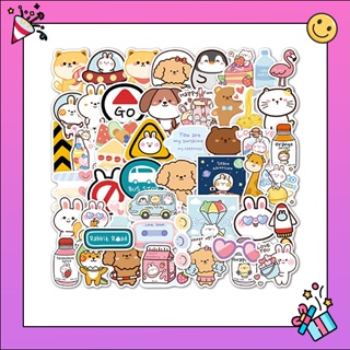 สติ๊กเกอร์ 50 ชิ้น ไม่ซ้ำแบบ ลายการ์ตูน กันน้ำ Cartoon Sticker PVC ตกแต่ง กระเป๋า ห้องนอน ห้องทำงาน