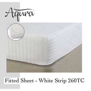 ผ้าปูที่นอน รัดมุม ขาวริ้ว 260 เส้น Cotton100% ผ้าปูที่นอนเกรดโรงแรม ชุดเครื่องนอน Bed sheet ผ้าปู3.5ฟุต 5ฟุต 6ฟุต