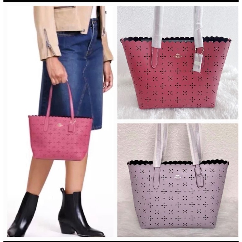 แท้-พร้อมส่ง-กระเป๋าถือ-coach-ca199-mini-city-tote-ลายฉลุ