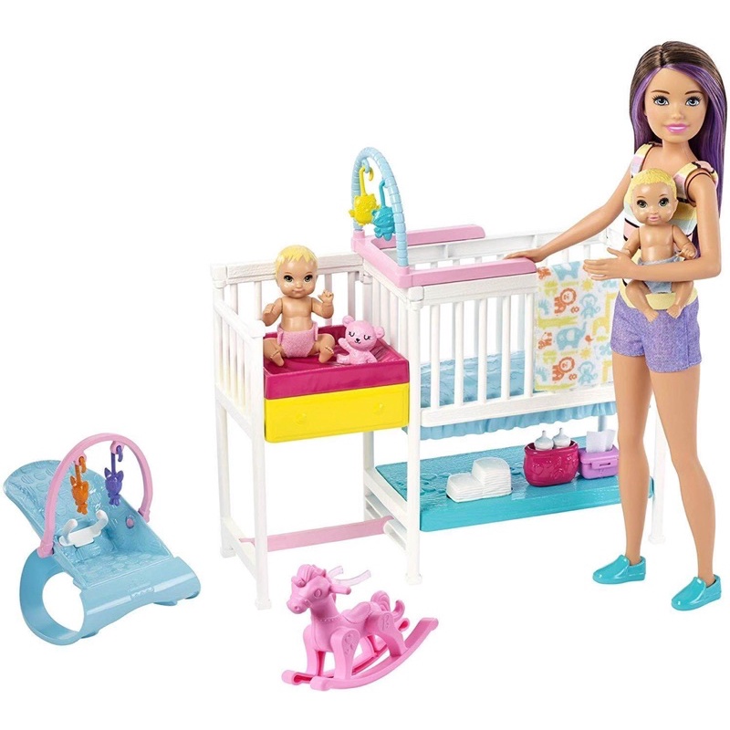 barbie-skipper-babysitters-inc-nap-n-nurture-nursery-dolls-and-playset