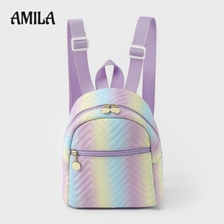 Amila ใหม่ กระเป๋าเป้สะพายหลัง กระเป๋านักเรียน ขนาดเล็ก สไตล์เกาหลี น่ารัก สดใส แฟชั่นและคลาสสิก สําหรับผู้หญิง