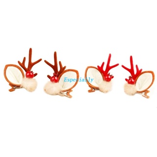 ESP Christmas Hairpin Reindeer Horn Hairclips Party Props Cosplay Headwear Holiday Decorative Hair Clips Kid Adult Hair