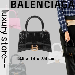 Balenciaga HOURGLASS Plus Small Crocodile Embossed Handbag Hourglass Bag/ลายจระเข้/กระเป๋านาฬิกาทราย/กระเป๋าถือ