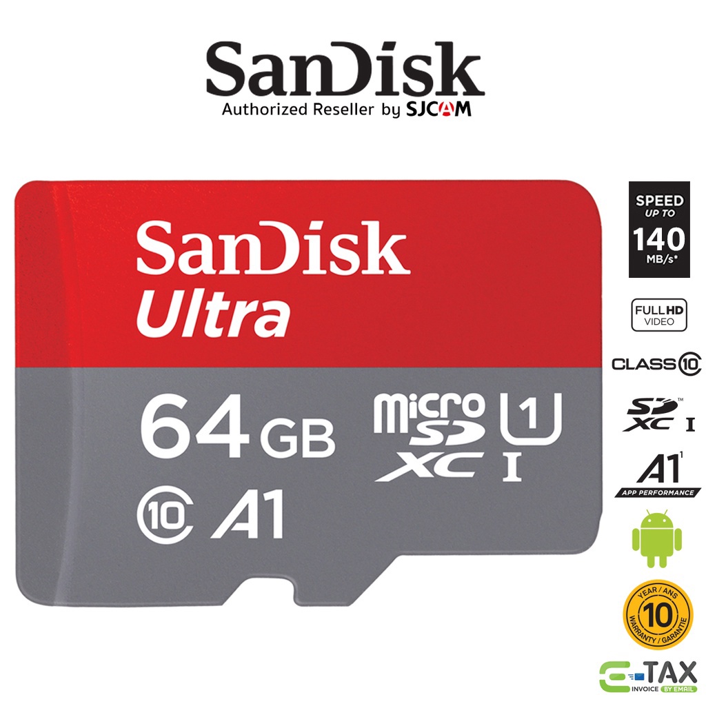 ภาพหน้าปกสินค้าSandisk Ultra Micro SD Card 64GB SDXC Class10 A1 อ่าน140MB/s (SDSQUAB-064G-GN6MN) ใส่ โทรศัพท์เล่นแอพ Nintendo Switch จากร้าน sjcam_officialstore บน Shopee