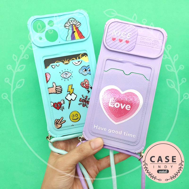 พร้อมส่งเคส-13-13promax-เคสโทรศัพท์ฝาปิดเลนส์กล้องฝาสไลด์-เคสกันเลนส์กล้องใสการ์ดได้-มีสายคล้องปรับระดับได้