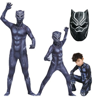 ชุดจั๊มสูทคอสเพลย์ซูเปอร์ฮีโร่ Black Panther สําหรับเด็ก และผู้ใหญ่