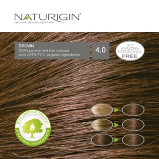 Naturigin 4.0 BROWN Permanent ORGANIC Hair Color Dye บราวน์ 4.0 สีน้ำตาลธรรมชาติ สีผมออร์แกนิค นำเข้าจากเดนมาร์ก (115ml)