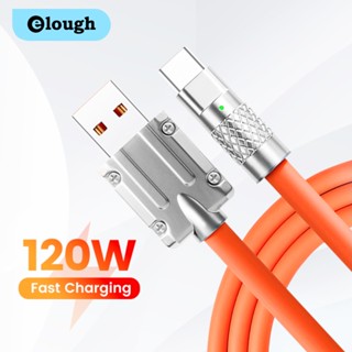 Elough 120W 6A สายเคเบิลชนิด C ชาร์จเร็วซิลิโคนเหลว Micro USB สายชาร์จเร็วสําหรับโทรศัพท์ IP IOS Android