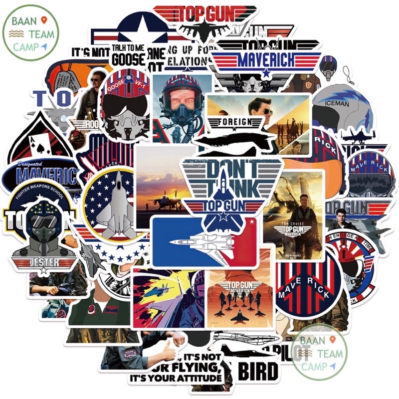 สติ๊กเกอร์ Top Gun 356 เครื่องบิน 50ชิ้น usa เครื่องบินรบ น่าซ่า นักบิน ...
