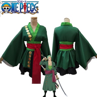 Anime One Piece Roronoa Zoro Cosplay Costume Zoro Robe Dress Kimono Full Set Halloween Lolita Dress Suits