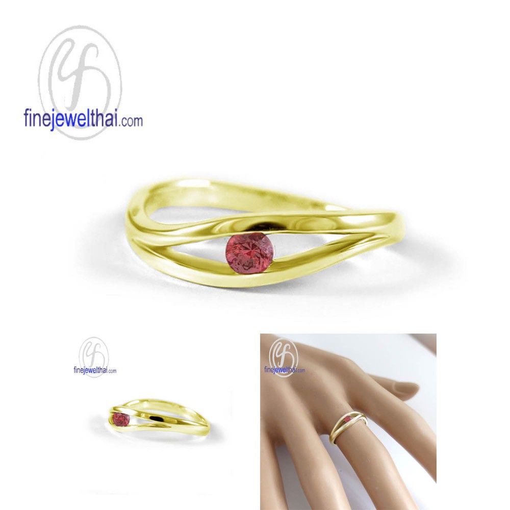 finejewelthai-แหวนทับทิม-แหวนเงินแท้-แหวนพลอย-พลอยประจำเดือนเกิด-ruby-silver-ring-r1234rb-เลือกสีตัวเรือนได้