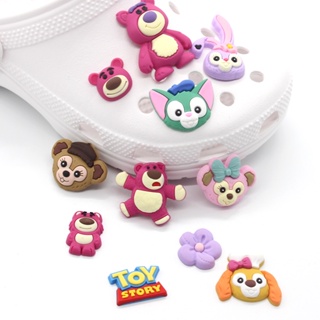 การ์ตูนหมี สตรอเบอร์รี่ จิบบิต สําหรับ Crocs Pins Disney Flower Jibits Charm Toy Story Jibitz Crocks สําหรับเด็ก รองเท้า จี้ รองเท้า อุปกรณ์ตกแต่ง