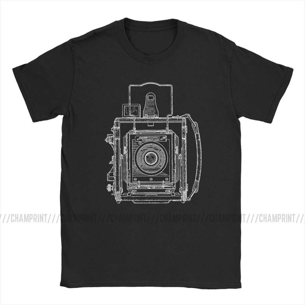 เสื้อยืดไม่ต้องรีด-ผู้ชายเสื้อยืดวินเทจการถ่ายภาพ-graflex-พิมพ์เขียวผ้าฝ้ายทีเสื้อแขนสั้นกล้องถ่ายภาพ-เสื้อยืดสีพื้น