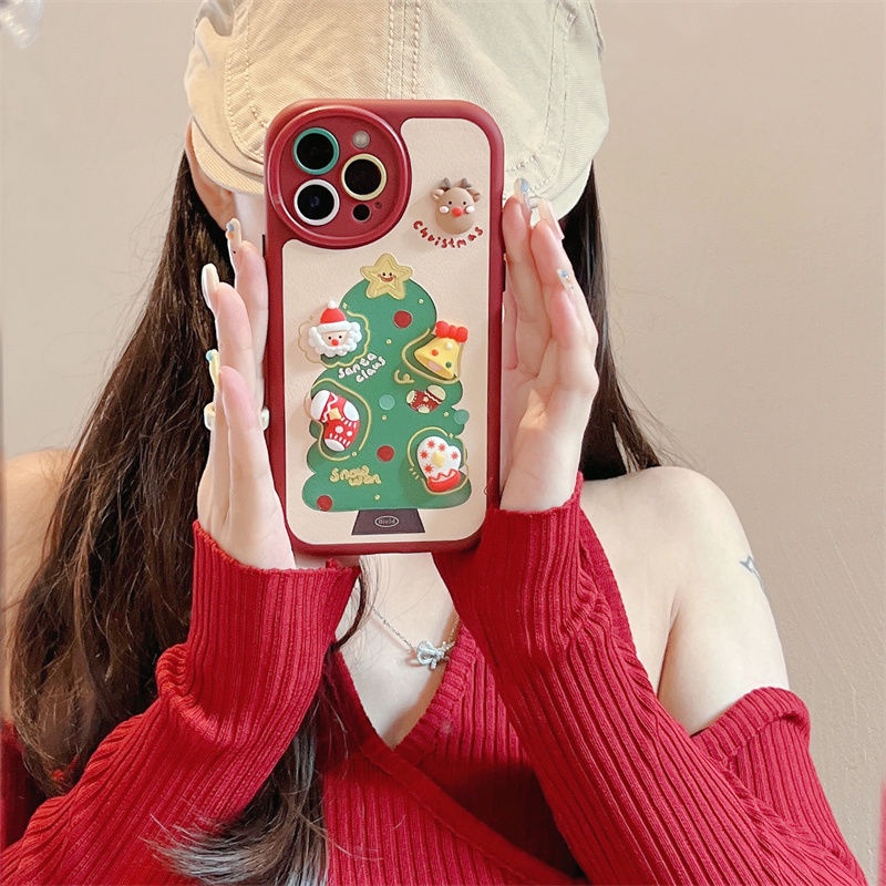 douyin-ขายดี-เคสโทรศัพท์มือถือ-แบบนิ่ม-ลายต้นคริสต์มาส-สําหรับ-apple-iphone-14-13promax-12-11