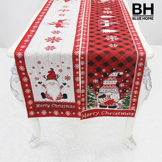 【BH】ผ้าปูโต๊ะ ทรงสี่เหลี่ยมผืนผ้า ลายสก๊อต คริสต์มาส เกล็ดหิมะ กันคราบ สําหรับตกแต่งเทศกาลคริสต์มาส