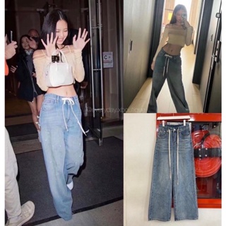 กางเกงยีนส์กระบอกใหญ่มีเชือก คนหาเยอะมากเลย 910# Jennie jeans