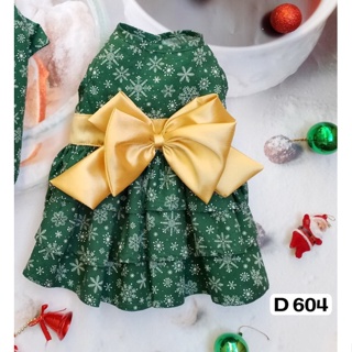 Pet cloths -Doggydolly เสื้อผ้าแฟชั่น ชุดคริสต์มาส เสื้อผ้าสัตว์เลี้ยง เสื้อผ้าหมาแมว ชุดกระโปรงสีแดง Christmas D604