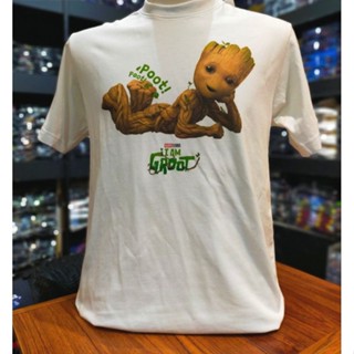 เสื้อยืดMarvel ลิขสิทธิ์แท้ ลายGroot สีขาว(MVX-334)