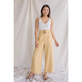 Jenna Pants - Yellow กางเกงขายาว + เข็มขัด สีเหลือง