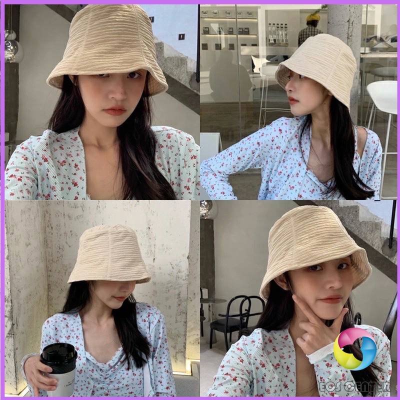 eos-center-fashion-พร้อมส่งจากไทย-หมวกบัคเก็ต-ลายผ้าย่น-ดีไซญี่ปุ่นออกแบบ-หมวกแฟชั่น-bucket-hats