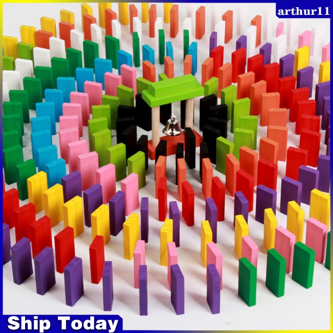 arthur-ชุดบล็อกไม้ตัวต่อ-รูปโดมิโน่-หลากสี-ของเล่นเสริมการเรียนรู้เด็ก-ของขวัญคริสต์มาส-120-ชิ้น-ต่อชุด