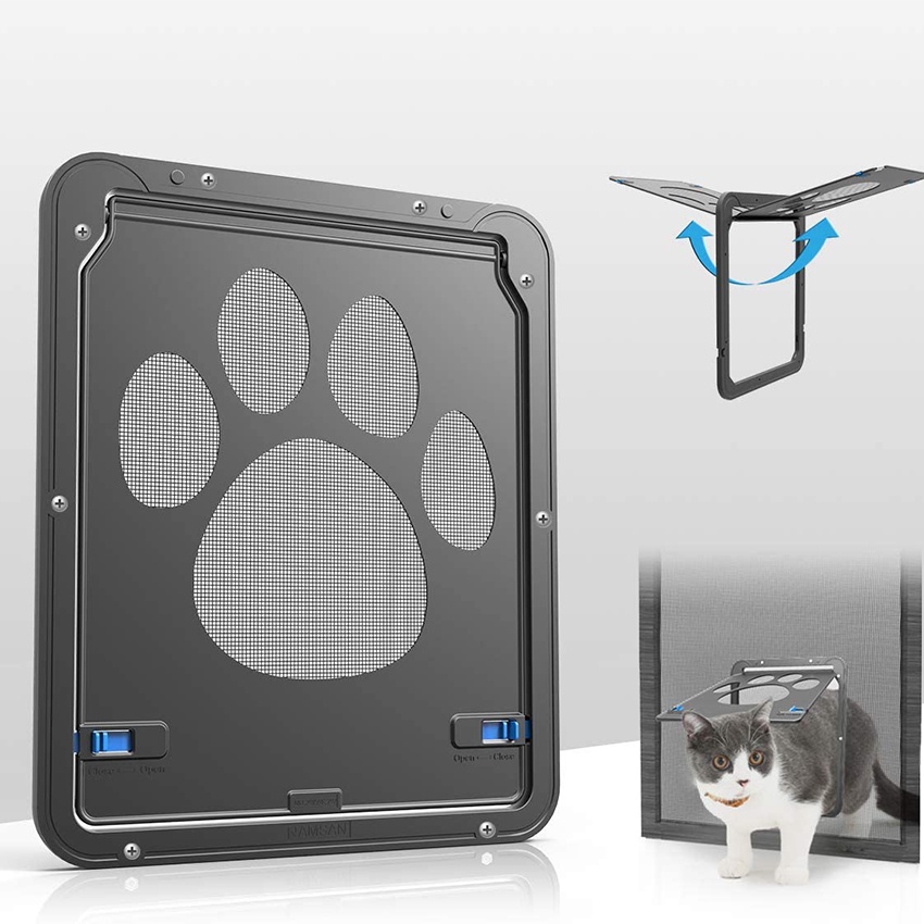 Cat Screen Door Lockable Puppy Safety Flap Door Pet Window