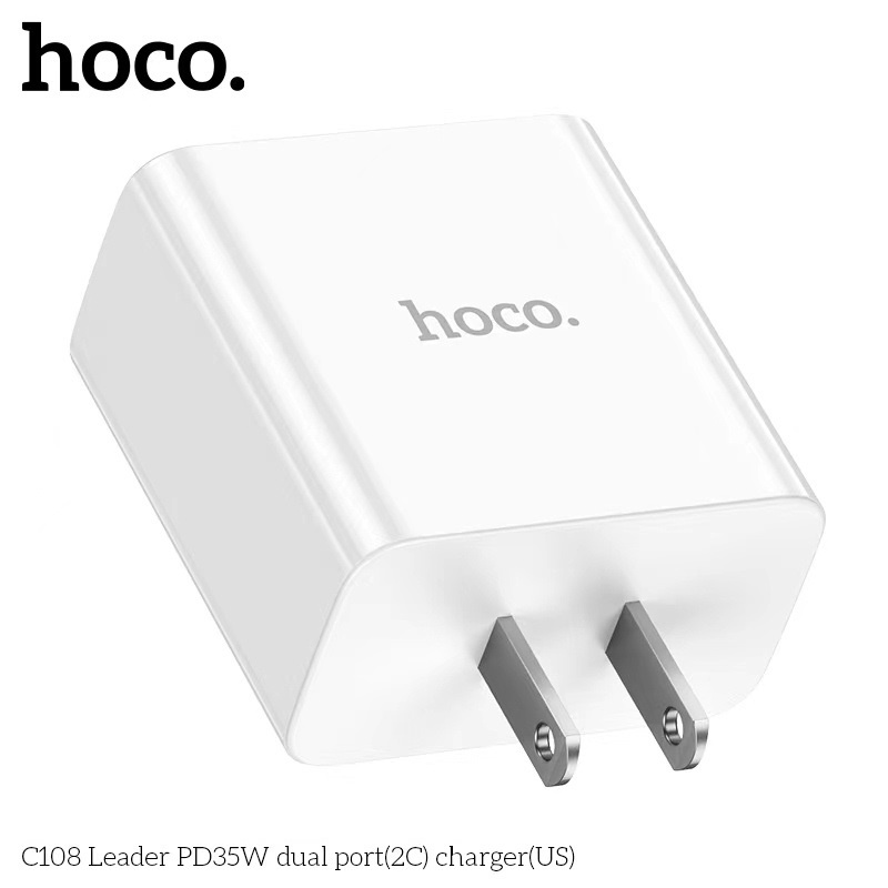 hoco-c108-35w-ชุดชาร์จ-type-c-และ-ios-ชาร์จเร็ว-pd35w-qc3-0-รูชาร์จtype-c-2รู-ของเเท้