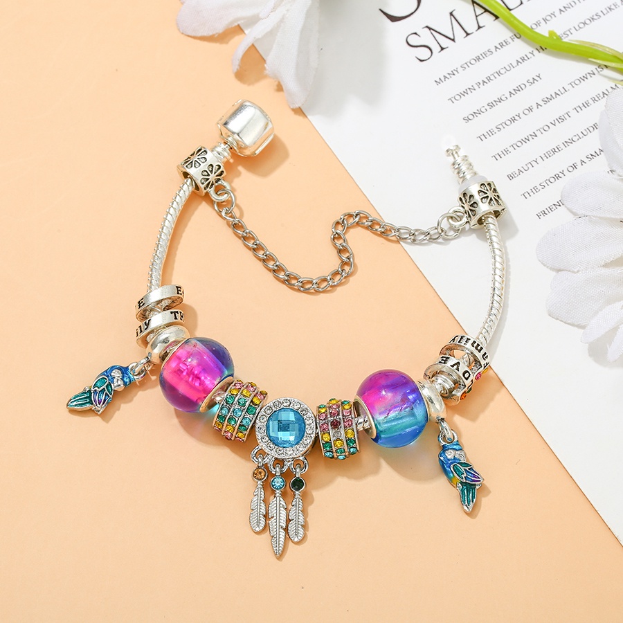dinglly-สร้อยข้อมือ-ลูกปัดสีรุ้ง-สีฟ้า-ตาข่ายดักฝัน-นกแก้ว-เสน่ห์-สําหรับผู้หญิง-diy-หลากสี-ลูกปัดสีเงิน-กําไลข้อมือ