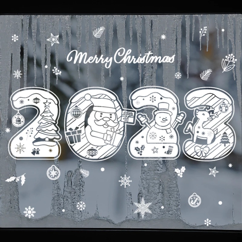 สติกเกอร์-ลายซานต้าคลอส-กวาง-เกล็ดหิมะ-สีขาว-สําหรับตกแต่งหน้าต่าง-เทศกาลคริสต์มาส-2023