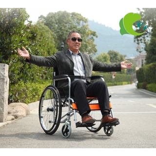 wheelchair รถเข็นผู้ป่วย วีลแชร์ พับได้ พกพาสะดวก ทำจากเหล็กกล้าเคลือบคาบอนอย่างดี แข็งแรง ทนทาน   รถเข็นผู้ป่วย รถเข็นค