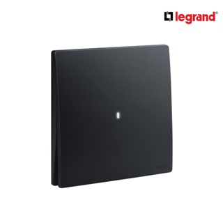 Legrand สวิตช์ทางเดียว 1 ช่อง สีดำ มีไฟ LED 1G 1Way 16AX Illuminated Switch | Mallia Senses | Matt Black | 281010MB