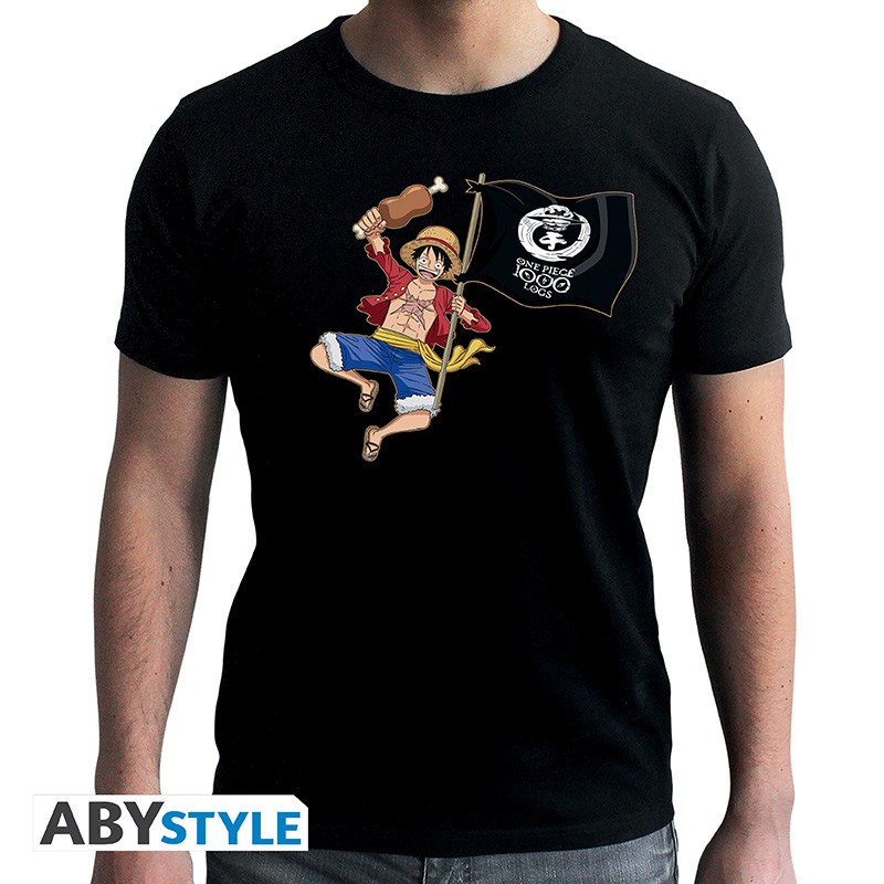 abystyle-ลิขสิทธิ์แท้-พร้อมส่ง-เสื้อยืดคอกลม-ไม่หดไม่ย้วย-one-piece-t-shirt-วันพีซ-ลูฟี่-ฉลองครบ-1000-ตอน