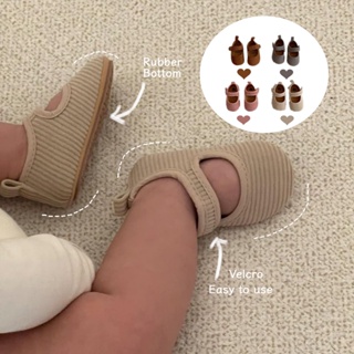 รองเท้าผ้าลูกฟูก ลายทาง สไตล์ญี่ปุ่น สําหรับเด็กทารกแรกเกิด อายุ 0-18 เดือน