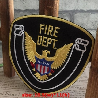 Fire Department ไฟ ตัวรีดติดเสื้อ อาร์มรีด อาร์มปัก ตกแต่งเสื้อผ้า หมวก กระเป๋า แจ๊คเก็ตยีนส์ Badge Embroidered Iron ...