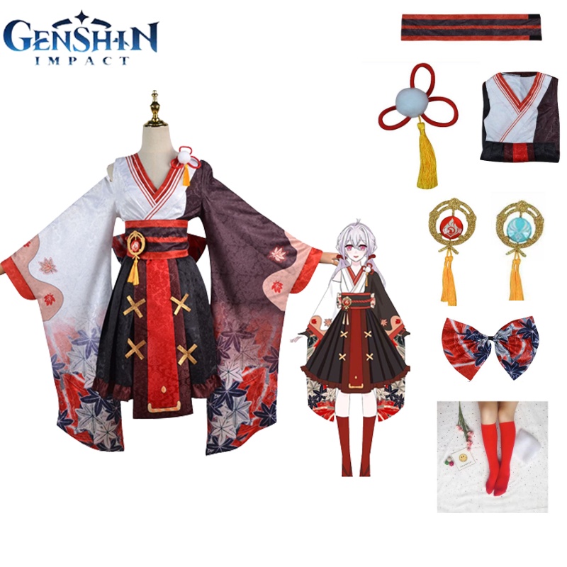ข้อมูลประกอบของ Genshin Impact Game Kaedehara Kazuha Women Cosplay Costume Halloween Carnival Outfit
