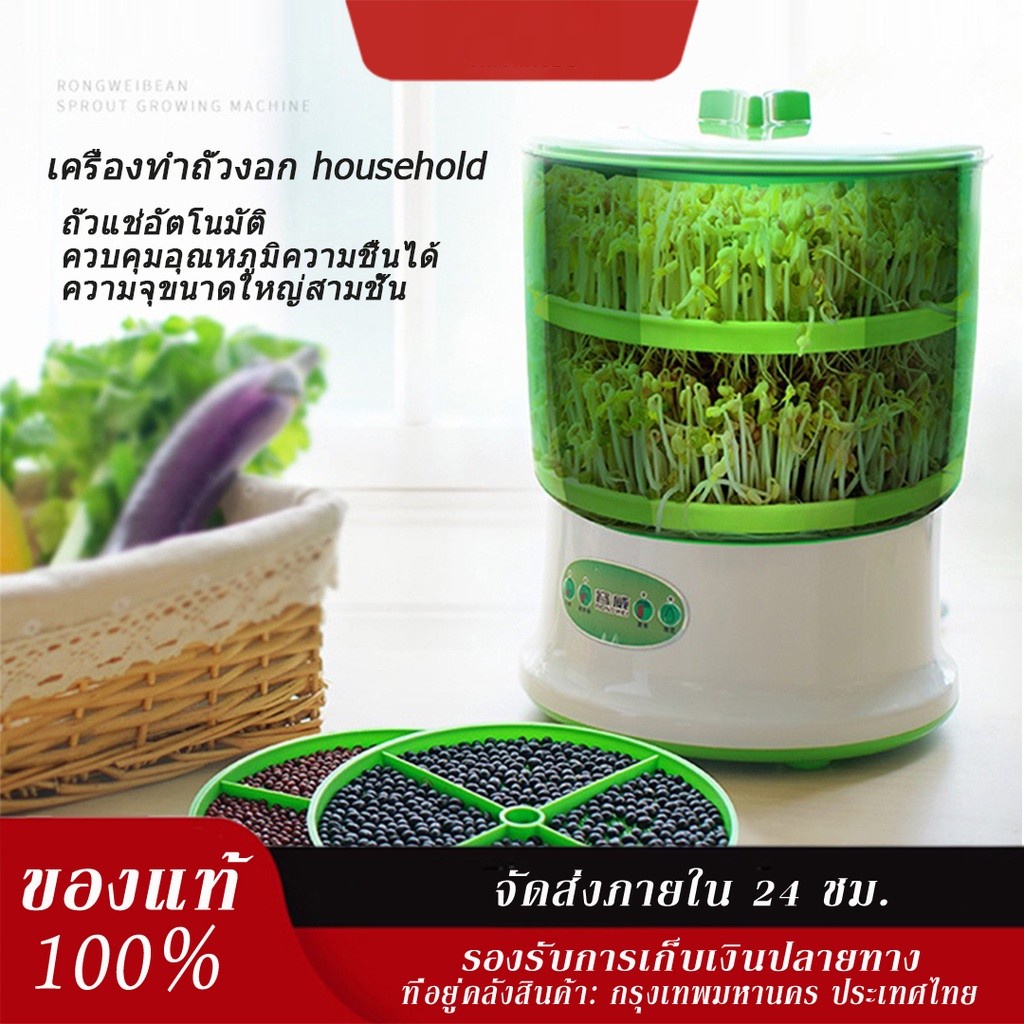 ราคาและรีวิวเครื่องปลูกถั่วงอก Bean ถ้วยแปรงฟันลายการ์ตูน Bean Sprouts หม้อกระถางต้นอ่อนอัตโนมัติความจุมากเม็ดถั่วขนาดเล็กเครื่องปลูกถั่วงอกโฮมเมด Bean Sprouts Artifact สีเขียวเพื่อสุขภาพ 2 ชั้น