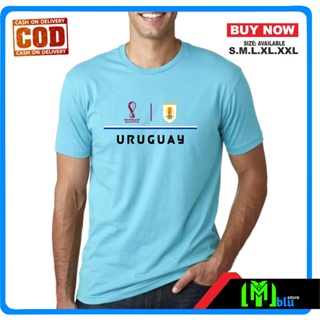 เสื้อยืด T SHIRT T-SHIRT URUGUAY Ball WORLD Cup FIFA WORLD QATAR 2022 Cotton COMBED 30S