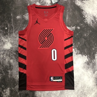 เสื้อกีฬาบาสเก็ตบอล แขนกุด ลายทีมชาติ Portland Trail Blazers No.0 22-23 สีแดง สําหรับผู้ชาย