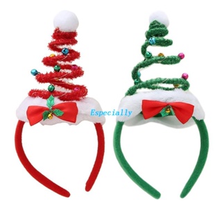 ESP Cute Christmas Tree Headband with Light and Bells Spring Hair Hoop Novelty Party Headdress Headwear Party