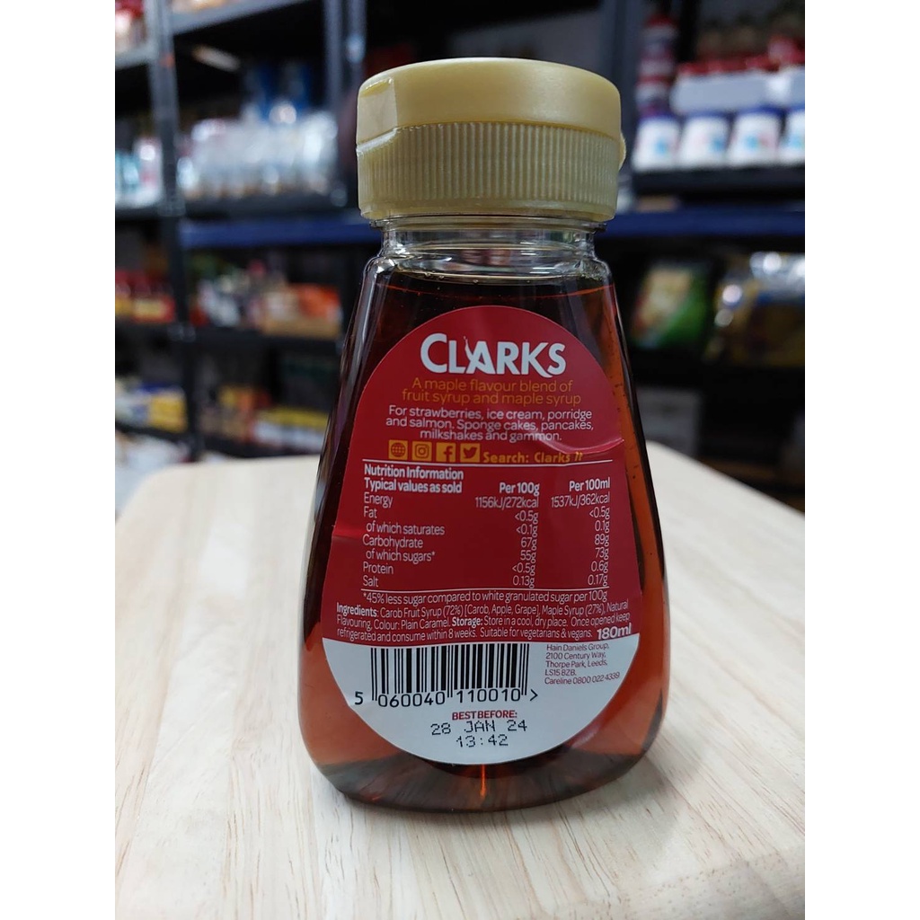Clarks Original Maple Syrup Blended with Carob Fruit Syrup คลากส์ ออริ ...