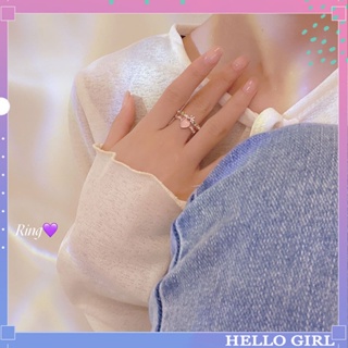 เวอร์ชั่นเกาหลี ของแสง หรูหรา คู่รัก เพชร ฟรี แหวนเปิด ปรับได้ เครื่องประดับผู้หญิง ที่เรียบง่าย Hello Girl เครื่องประดับ