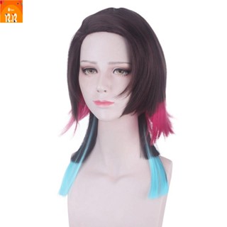 ﹉﹉❈อนิเมะครับ Demon Slayer Kimetsu no Yaiba Enmu Short Wig Cosplay วิก ผม ดาบพิฆาตอสูร Costume ผู้หญิงค่ะ Heat Resistant