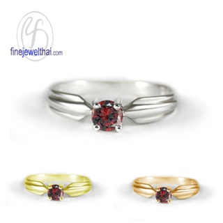 Finejewelthai-แหวนโกเมน-โกเมน-แหวนเงินแท้-พลอยแท้-พลอยประจำเดือนเกิด-Garnet-Silver-Ring-R1233gm (เลือกสีตัวเรือนได้)