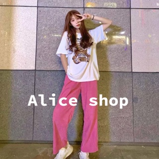 Alice  กางเกงขายาวผญ กางเกงวอร์ม กางเกงใส่สบายๆ สีชมพู 2022 ใหม่  Unique Korean Style ทันสมัย Trendy K011178 36Z230909