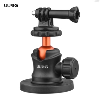 UURIG BH-07 Mini Ball Head Camera Tripod Mount 1/4 Inch Screw with Magnetic Base Sports Camera Mount Adapter Replacement for DJI/  11/10/9 Insta360 Action Cameras