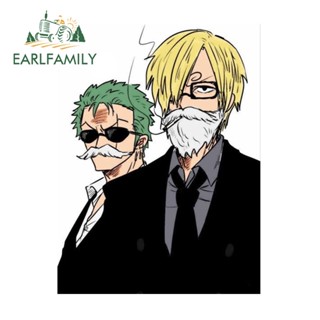 Earlfamily สติกเกอร์ไวนิล ลายการ์ตูนอนิเมะ One Piece กันน้ํา กันรอยขีดข่วน สําหรับติดตกแต่งกระจกรถยนต์ 13 ซม. x 7.2 ซม.