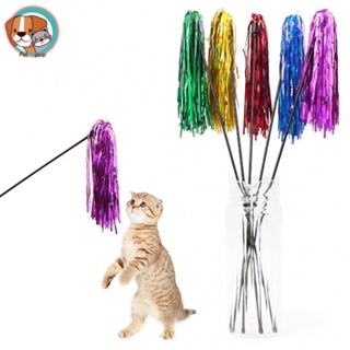 【Q】 PETกระดาษสีสดใสแมวสัตว์เลี้ยง Tease Rod Wand เล่นของเล่น Pet discount_377