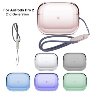 เคสใสแบบนิ่มพร้อมสายคล้องสําหรับ Airpods Pro 2 Airpods รุ่นที่ 2